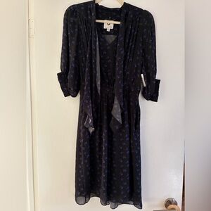 MAYLE Papisoliel Black and Purple Floral Silk Dress, sz 4